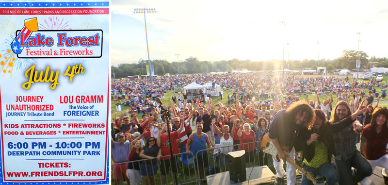Journey Unauthorized sahres the stage with Foreigner's LOU GRAMM on 7/4/2017 in Lake Forest, IL
